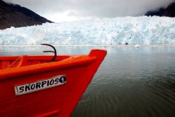 Lifeboat of the M/N Skorpios 1 at the San Rafael Glacier,... by Peter Foulds 
